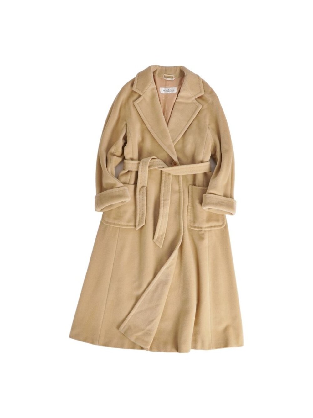 Max Mara Coat Long with Belt Wool Cashmere Beige